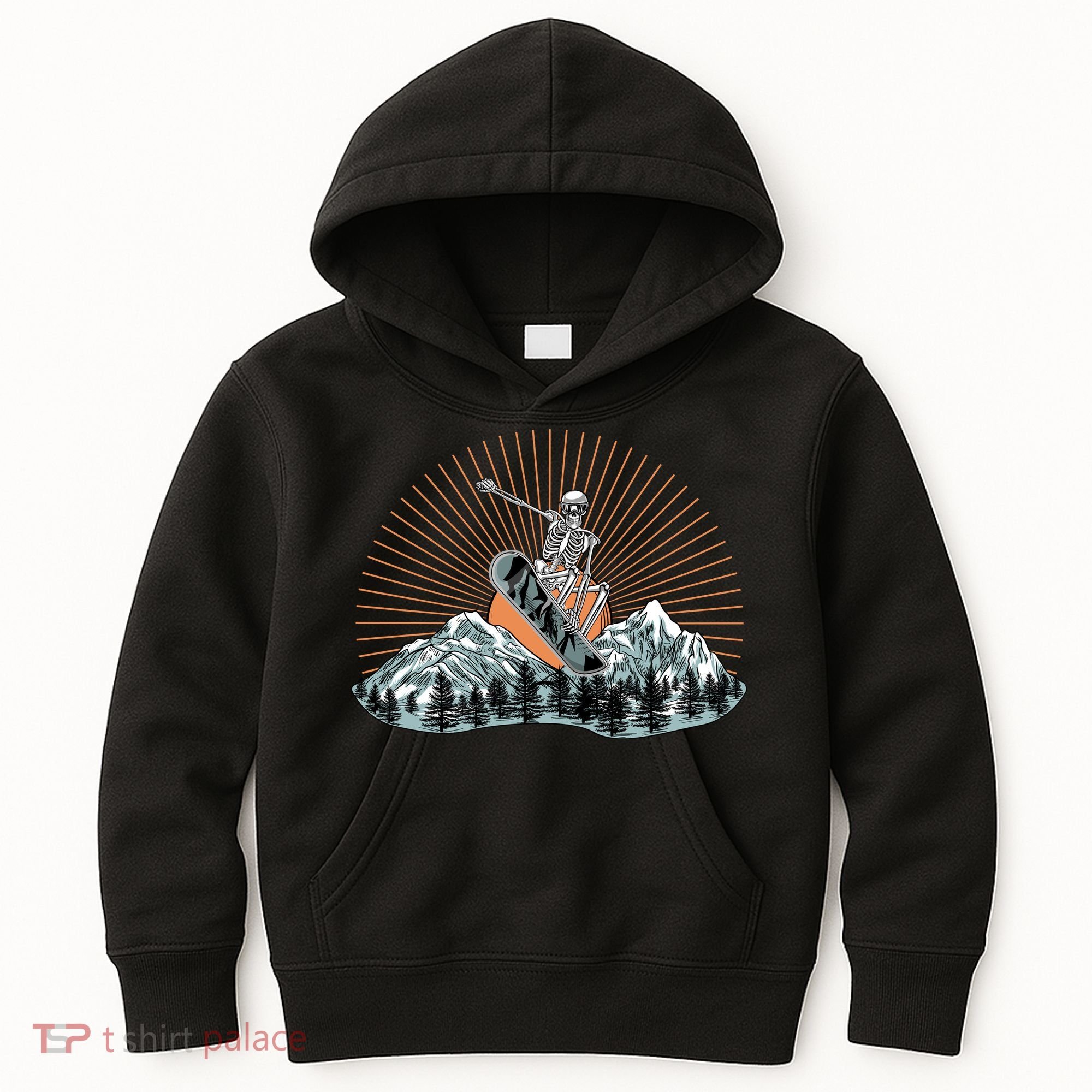 Ski Skull Funny Snowboarding Lover Kids Hoodie