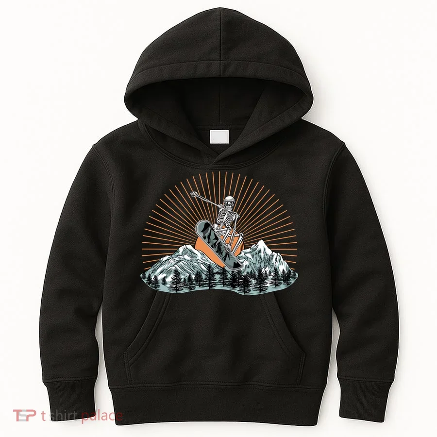 Ski Skull Funny Snowboarding Lover Kids Hoodie