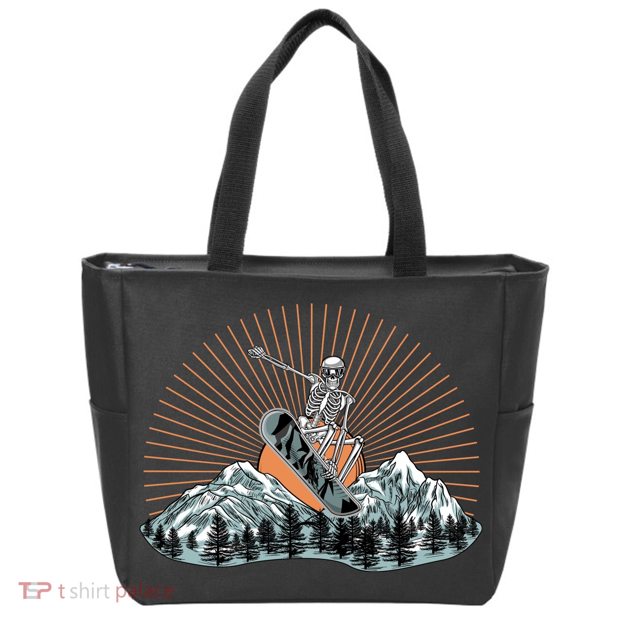 Ski Skull Funny Snowboarding Lover Tote Bag