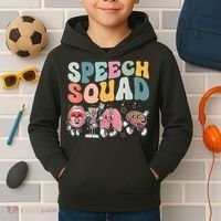 Speech Squad Funny Speech Therapy Speech Pathologist Kids Hoodie thumb 2