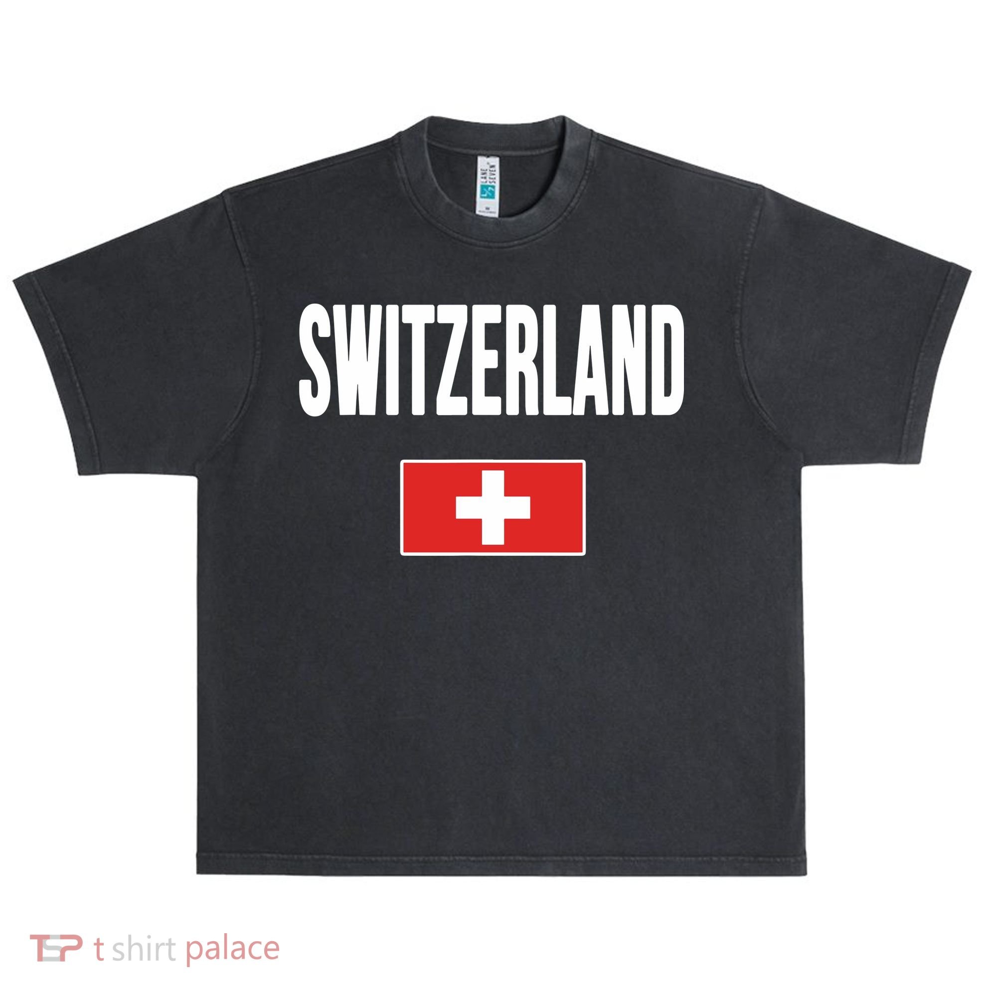 Switzerland Swiss Flag Urban Oversized Heavyweight T-Shirt