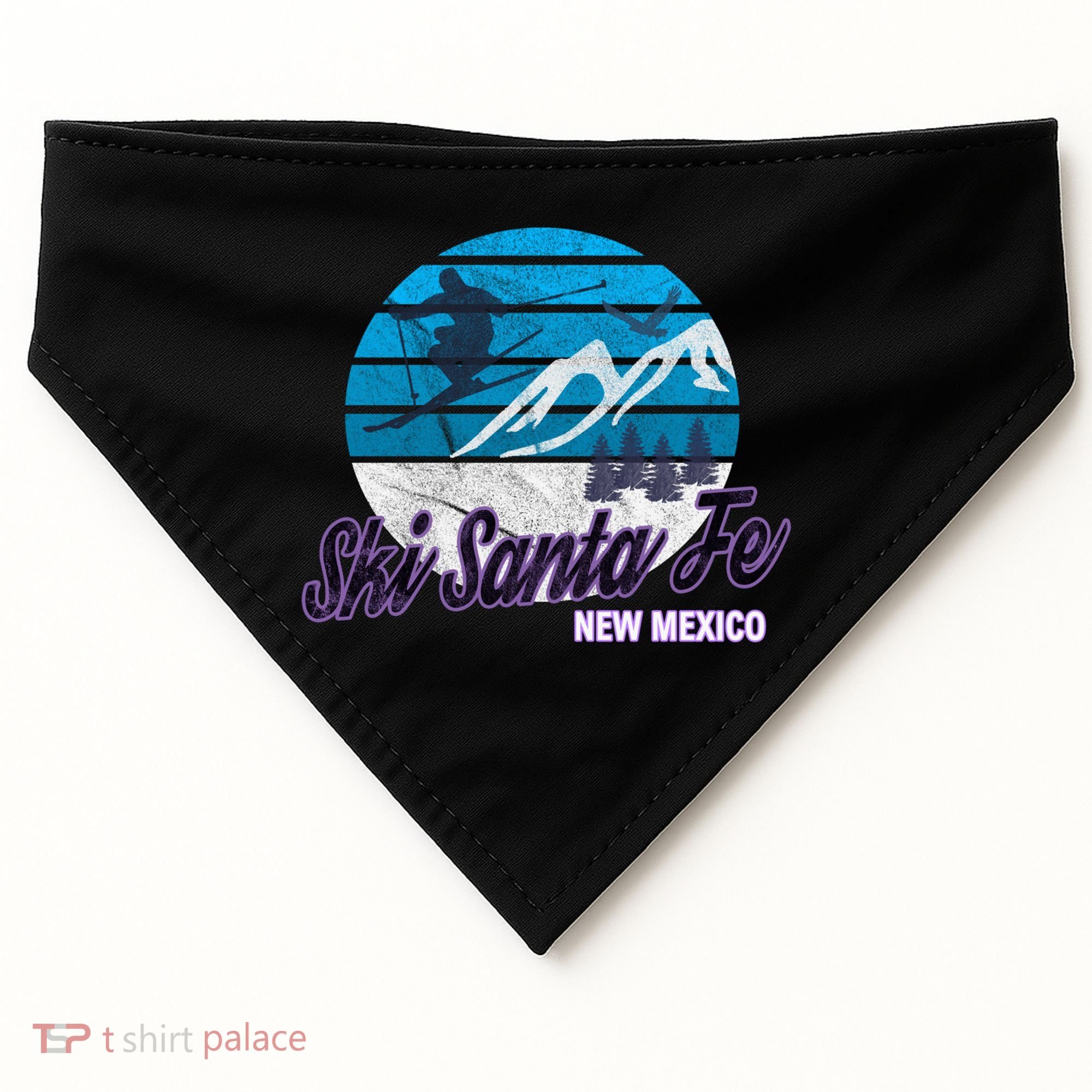 Ski Santa Fe New Mexico Usa Ski Resort Snowboarding Skiing Gift USA-Made Doggie Bandana