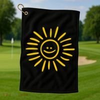 Sunshine Smile Face Sun Golf Towel thumb 1