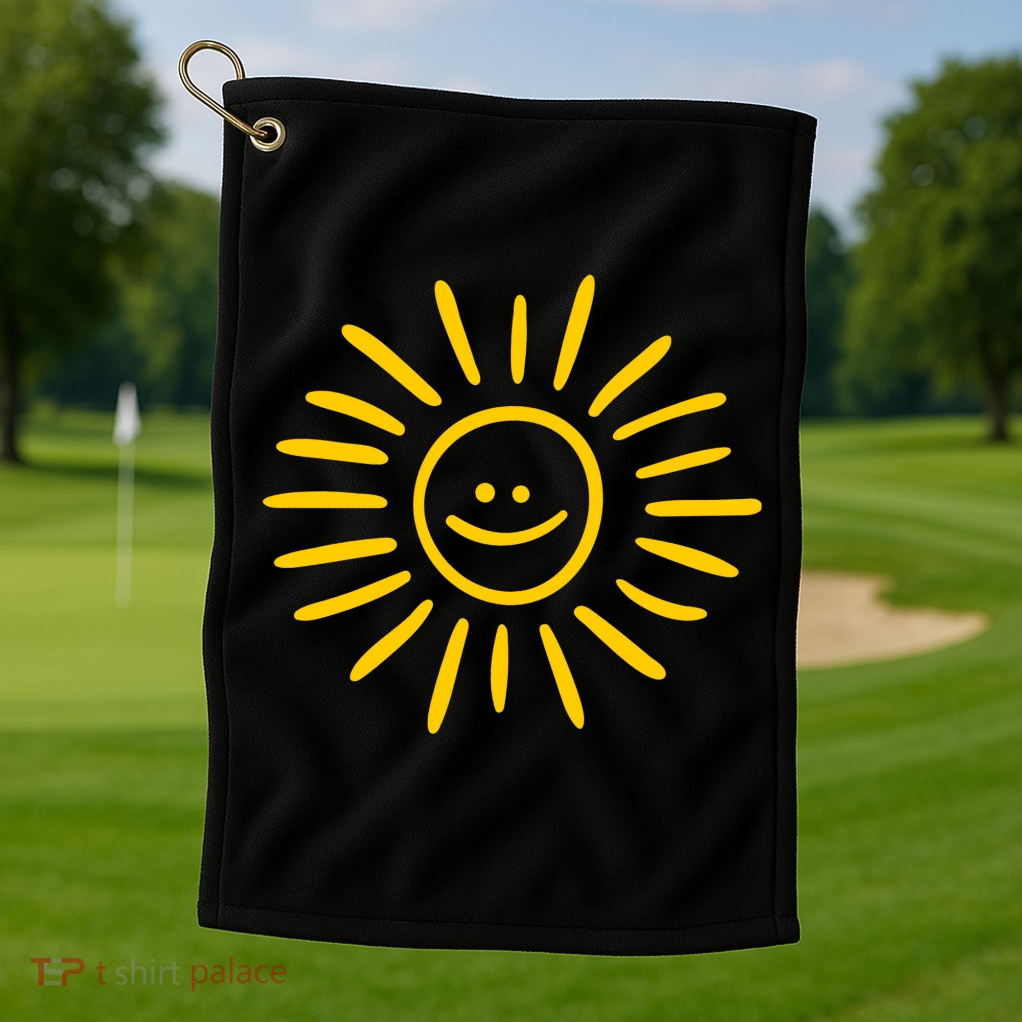 Sunshine Smile Face Sun Golf Towel