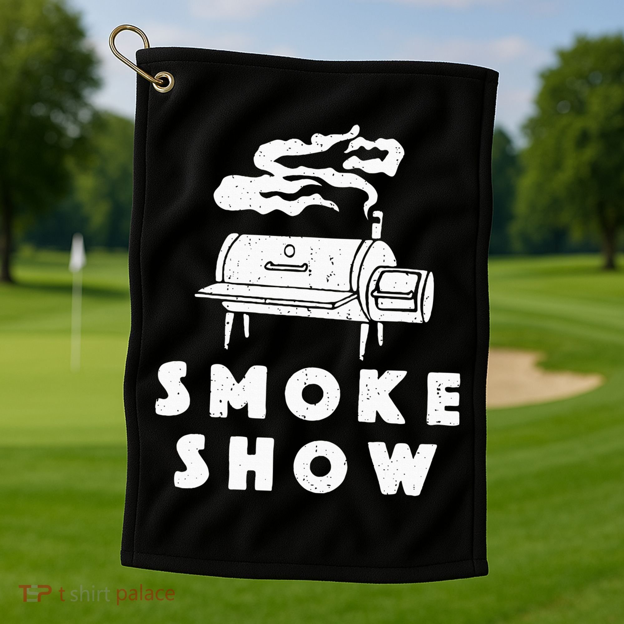 Smoke Show Funny BBQ Grilling Meat Grill Burnt Ends Barbecue Golf Towel