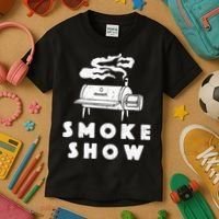 Smoke Show Funny BBQ Grilling Meat Grill Burnt Ends Barbecue Kids T-Shirt thumb 3