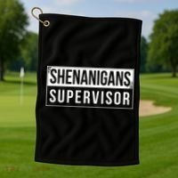 Shenanigans Supervisor Funny St Patricks Day Golf Towel thumb 1