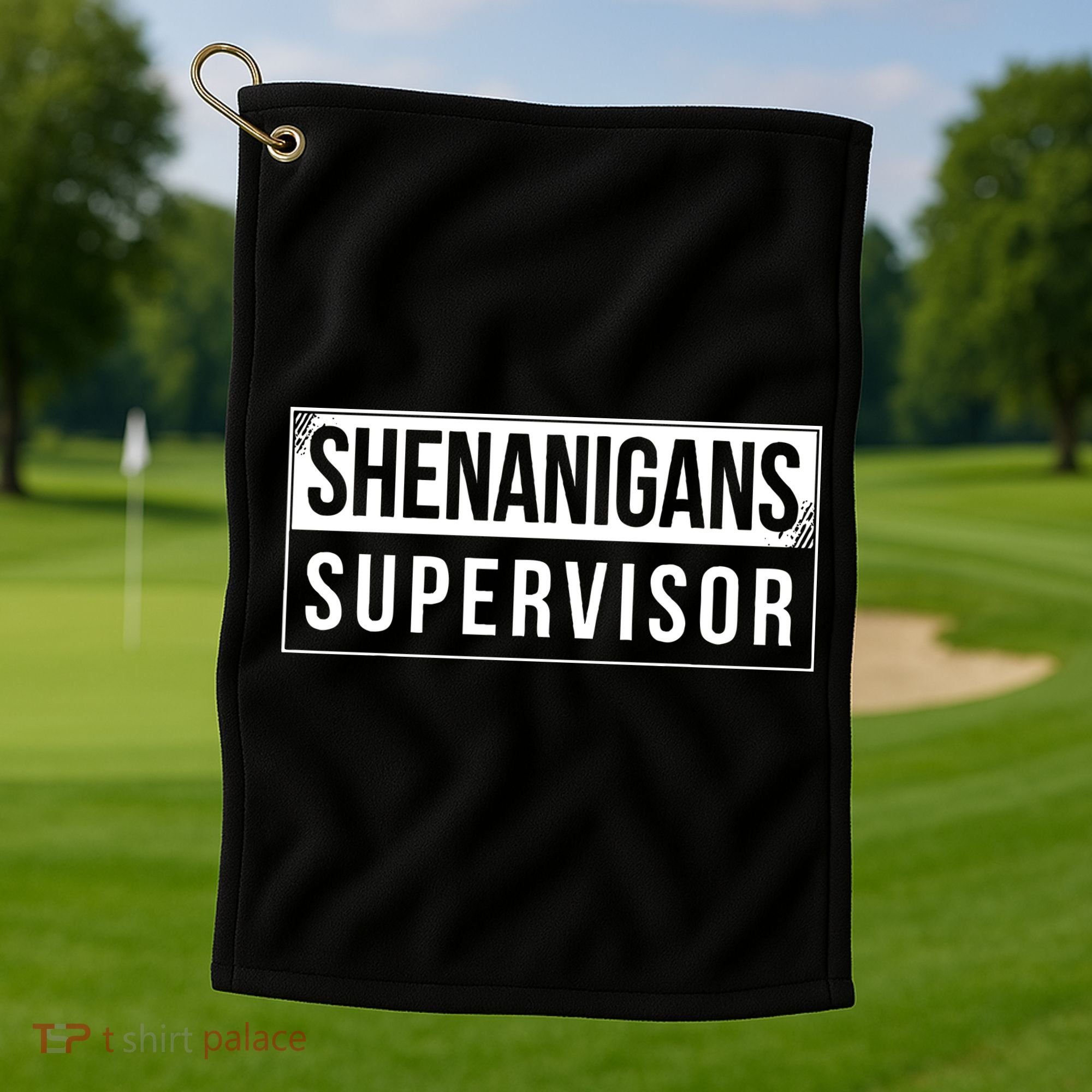 Shenanigans Supervisor Funny St Patricks Day Golf Towel