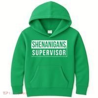 Shenanigans Supervisor Funny St Patricks Day Kids Hoodie thumb 0