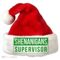 Shenanigans Supervisor Funny St Patricks Day Santa Hat thumb 0