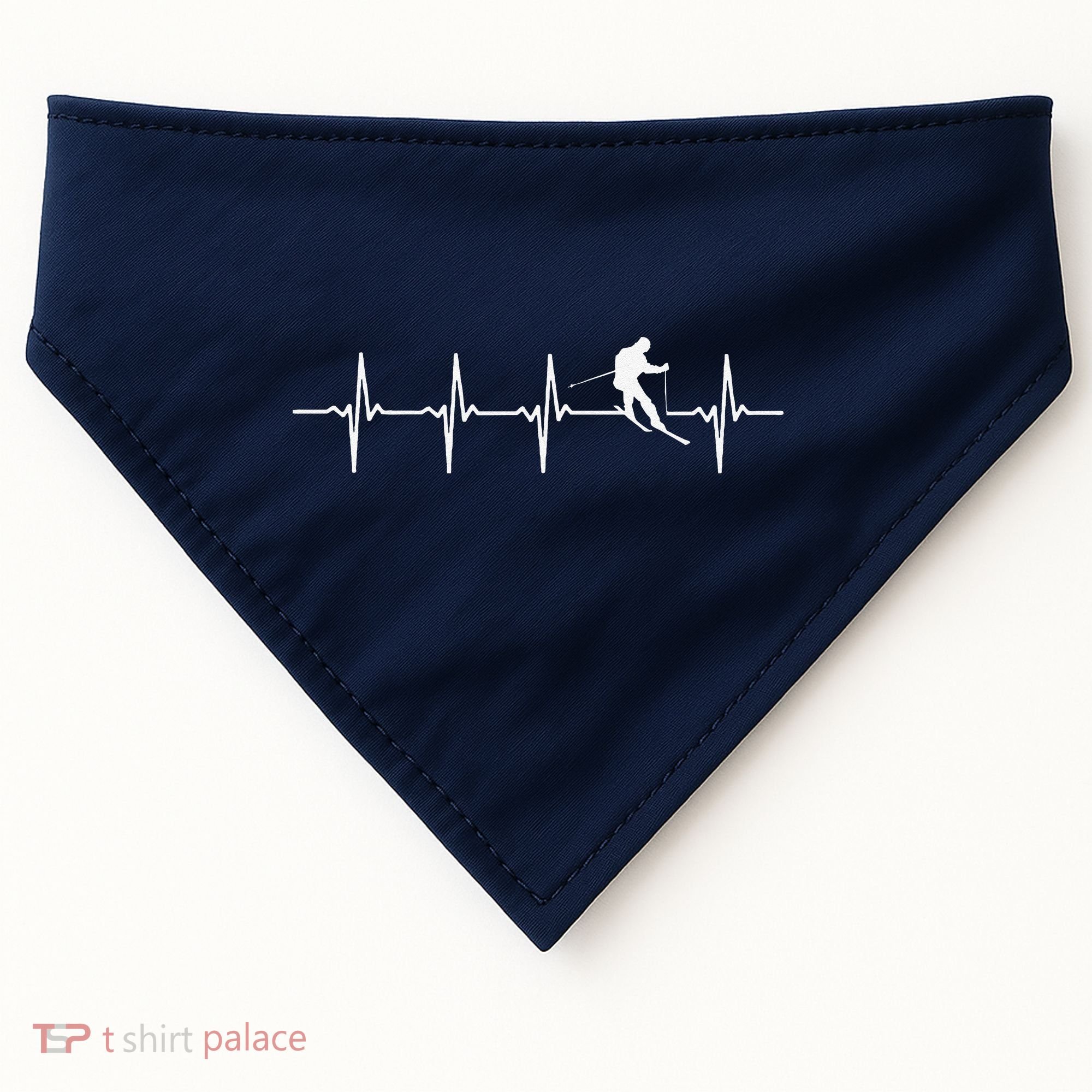 Skiing sport funny Ski Heartbeat gift for skiers USA-Made Doggie Bandana