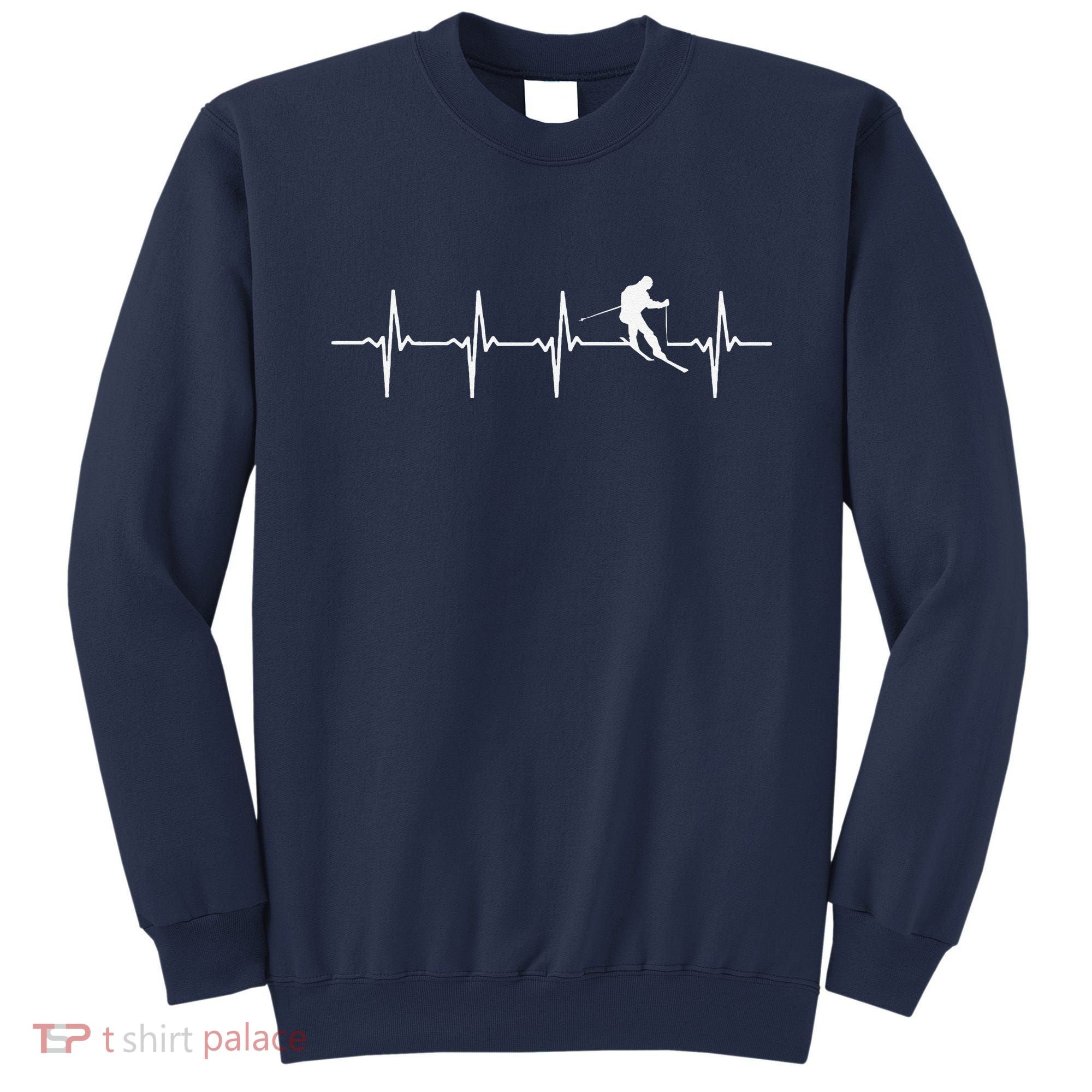 Skiing sport funny Ski Heartbeat gift for skiers Sweatshirt