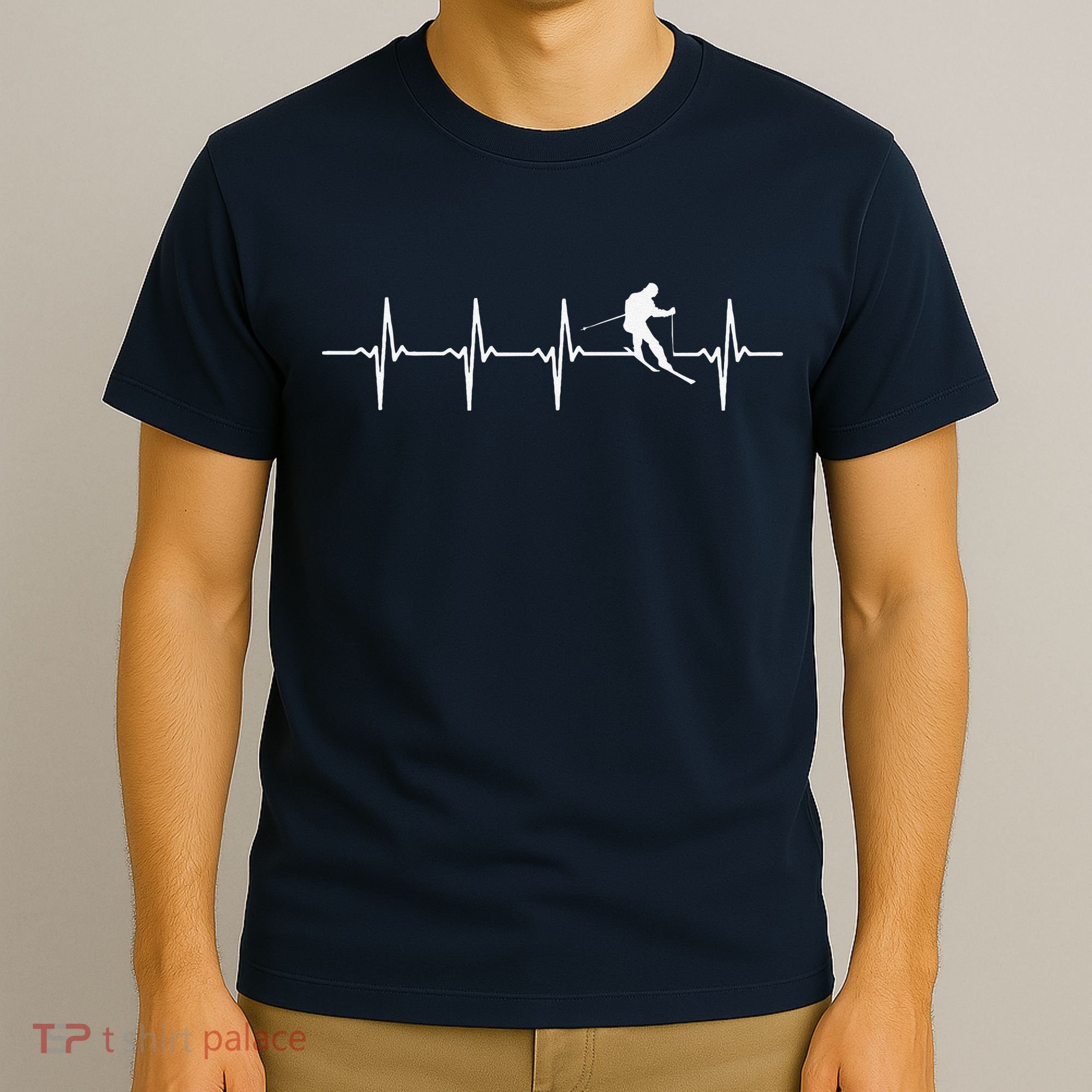 Skiing sport funny Ski Heartbeat gift for skiers T-Shirt