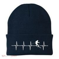 Skiing sport funny Ski Heartbeat gift for skiers Beanie thumb 0