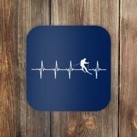 Skiing sport funny Ski Heartbeat gift for skiers Coaster thumb 0
