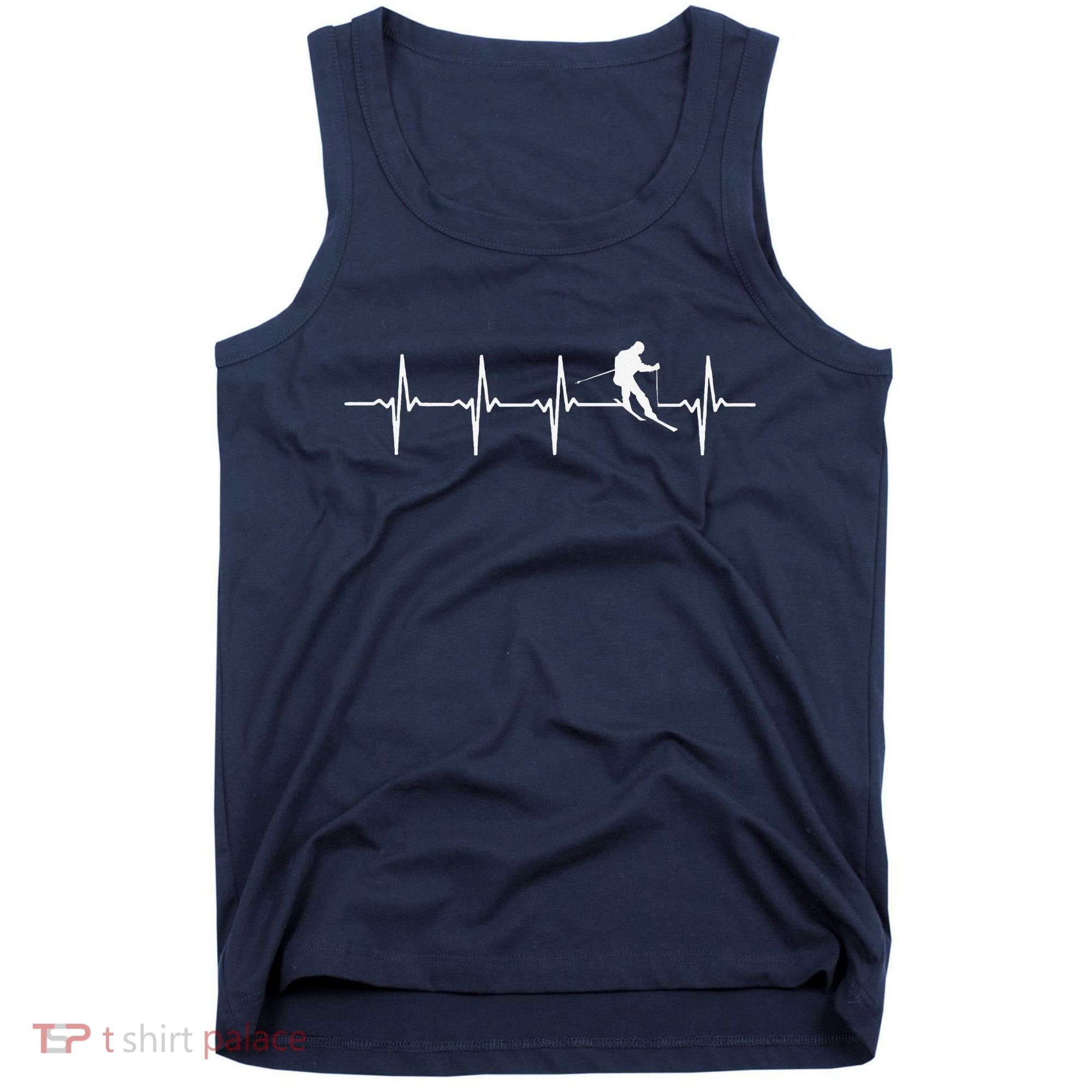 Skiing sport funny Ski Heartbeat gift for skiers Tank Top