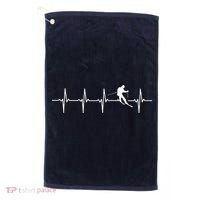 Skiing sport funny Ski Heartbeat gift for skiers Golf Towel thumb 0