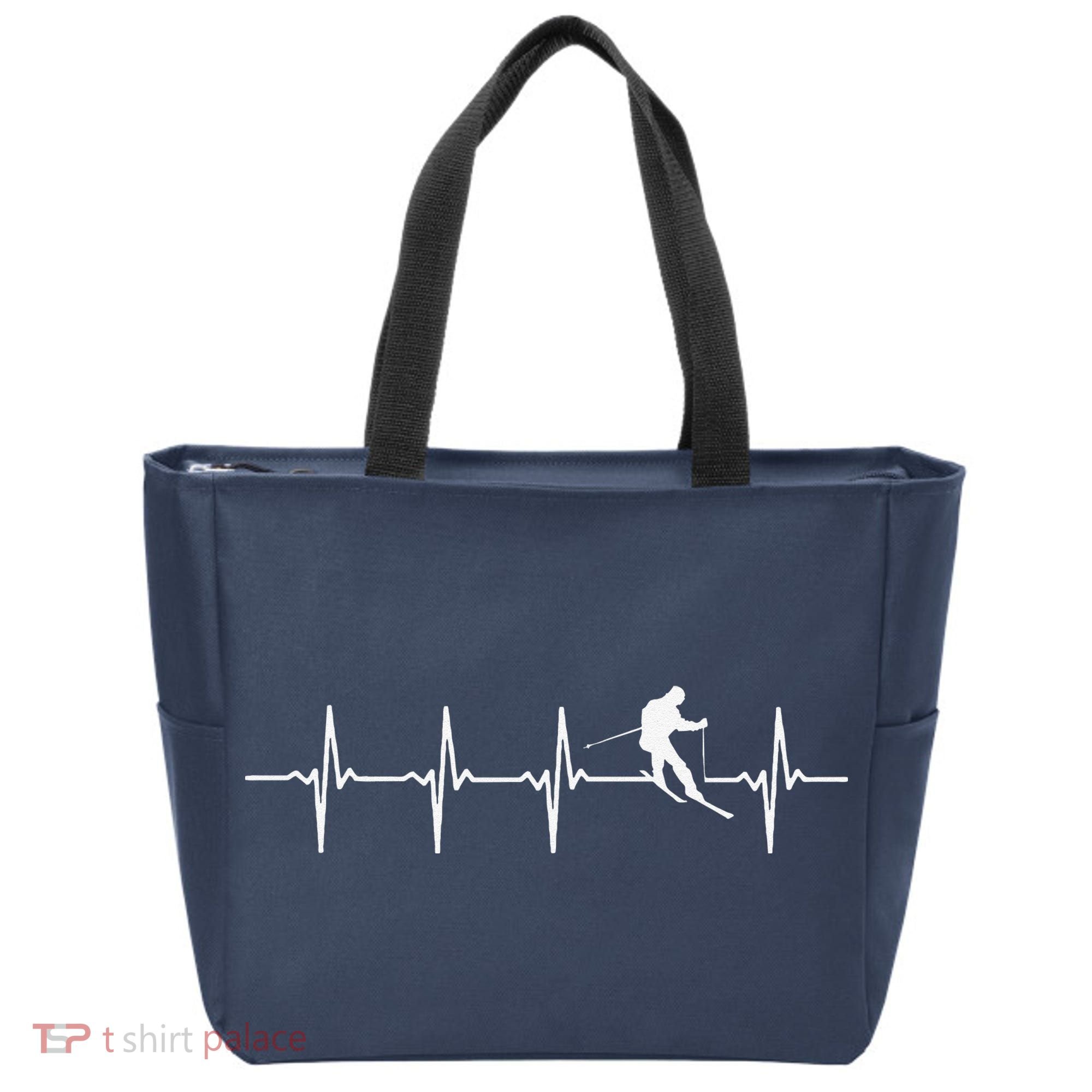 Skiing sport funny Ski Heartbeat gift for skiers Tote Bag