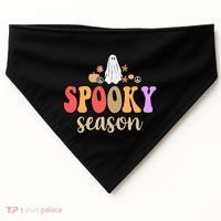 Spooky Season Floral Hippie Ghost USA-Made Doggie Bandana thumb 0