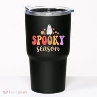 Spooky Season Floral Hippie Ghost Tumbler thumb 0