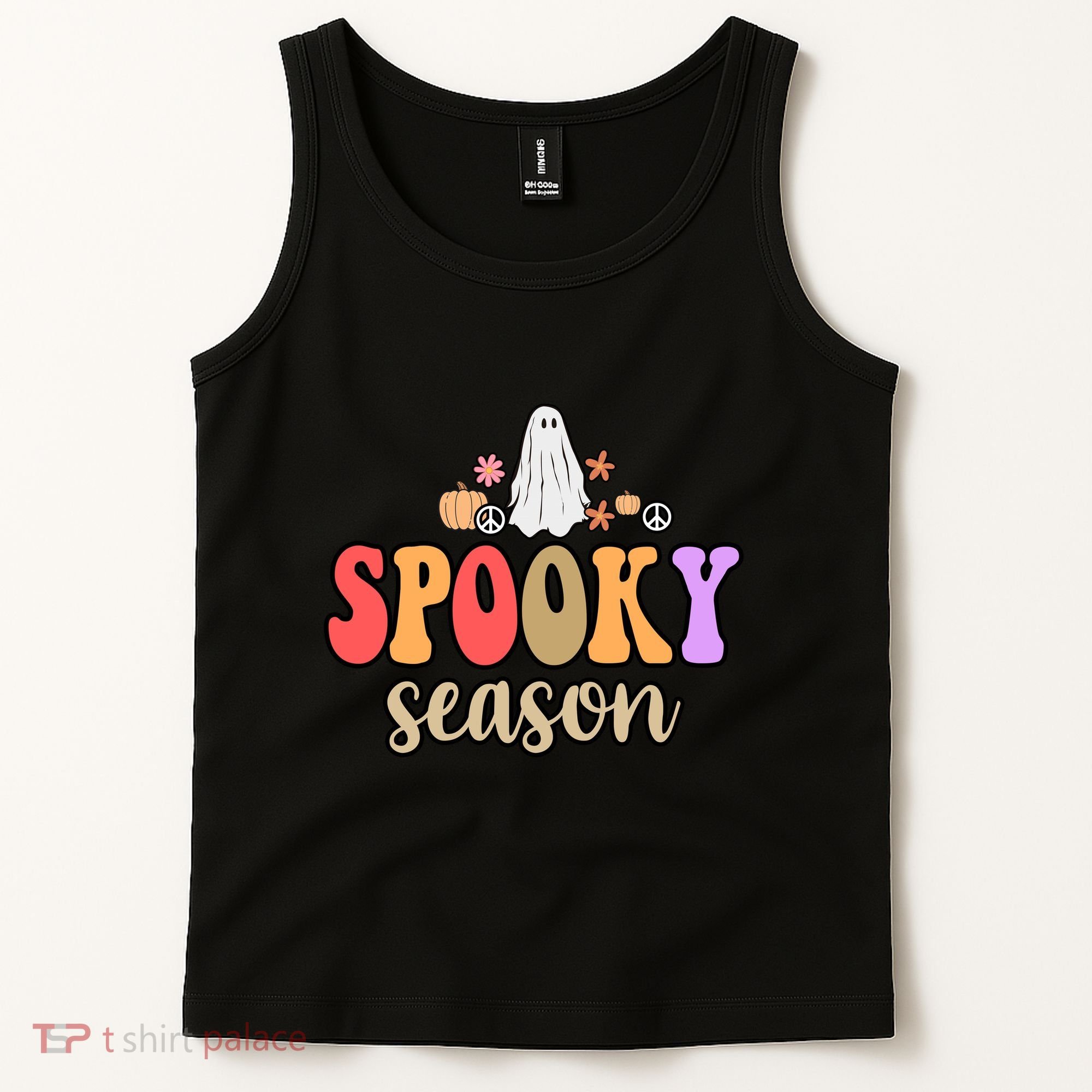 Spooky Season Floral Hippie Ghost Tank Top