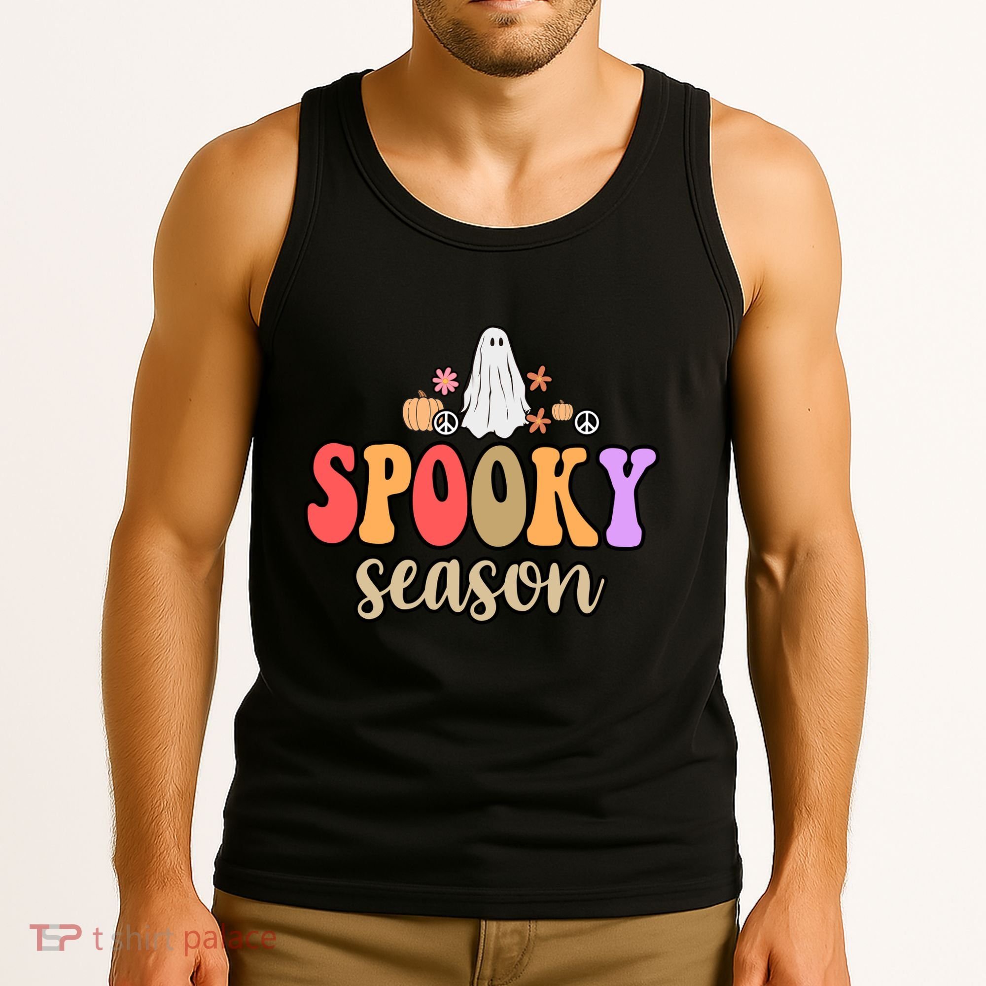 Spooky Season Floral Hippie Ghost Tank Top