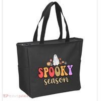 Spooky Season Floral Hippie Ghost Tote Bag thumb 2