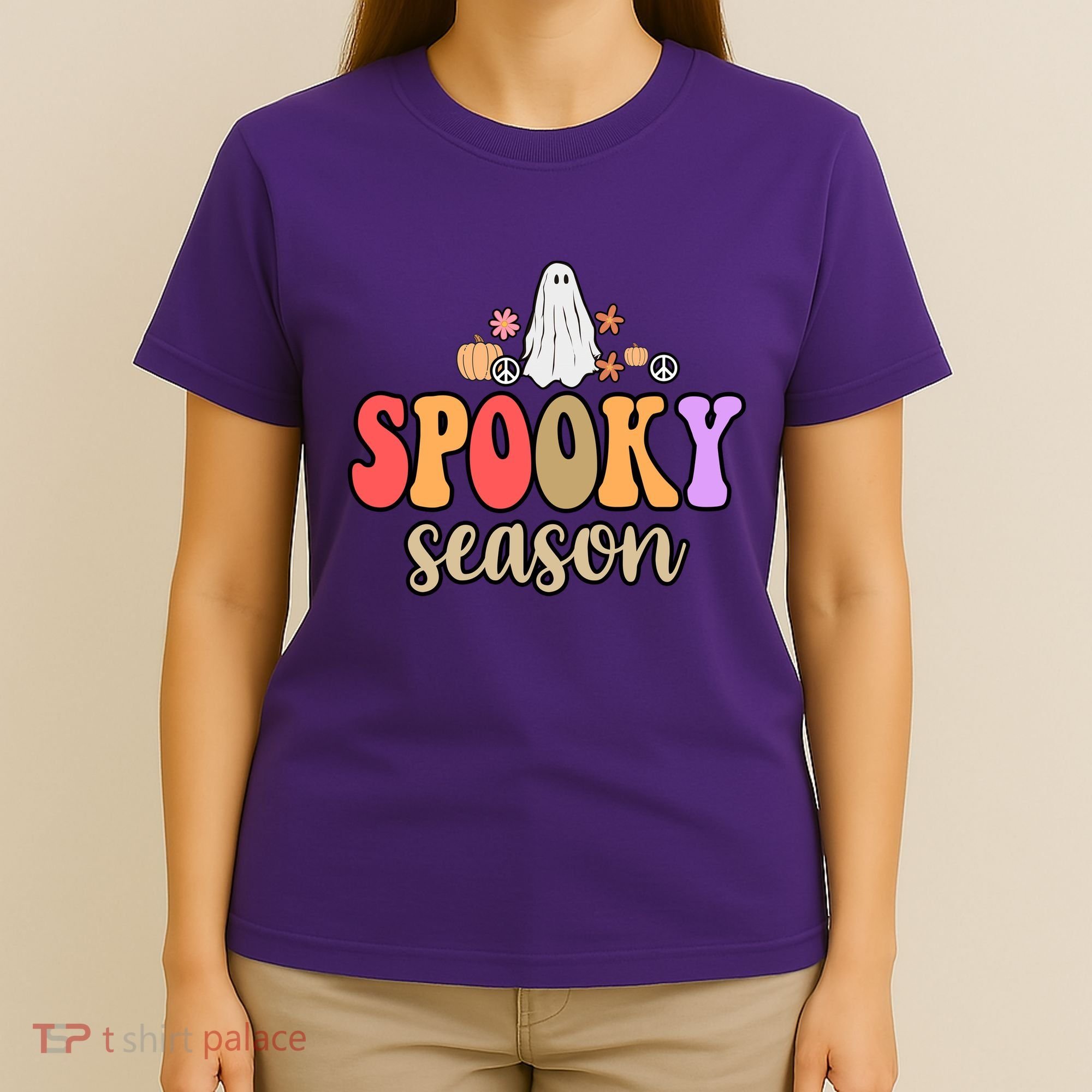 Spooky Season Floral Hippie Ghost T-Shirt
