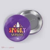 Spooky Season Floral Hippie Ghost Button thumb 0