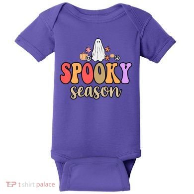 Spooky Season Floral Hippie Ghost Baby Bodysuit
