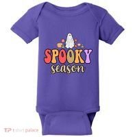 Spooky Season Floral Hippie Ghost Baby Bodysuit thumb 0