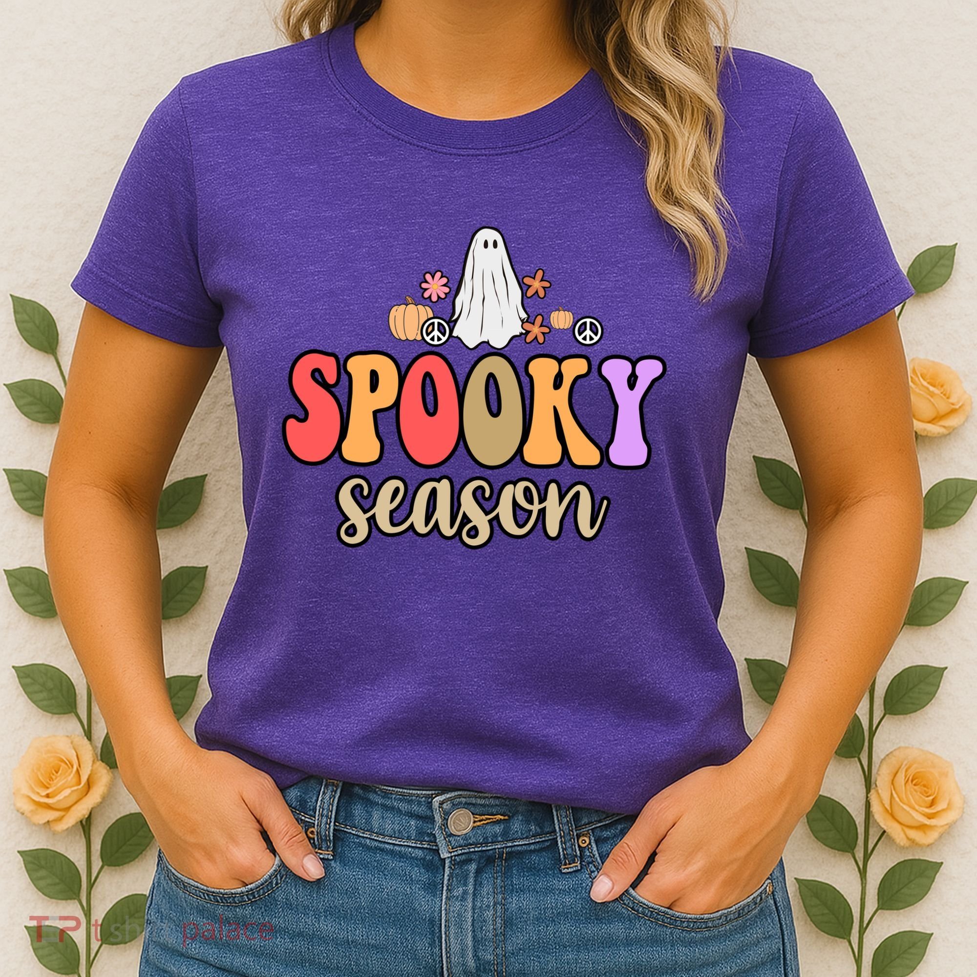Spooky Season Floral Hippie Ghost Women's T-Shirt
