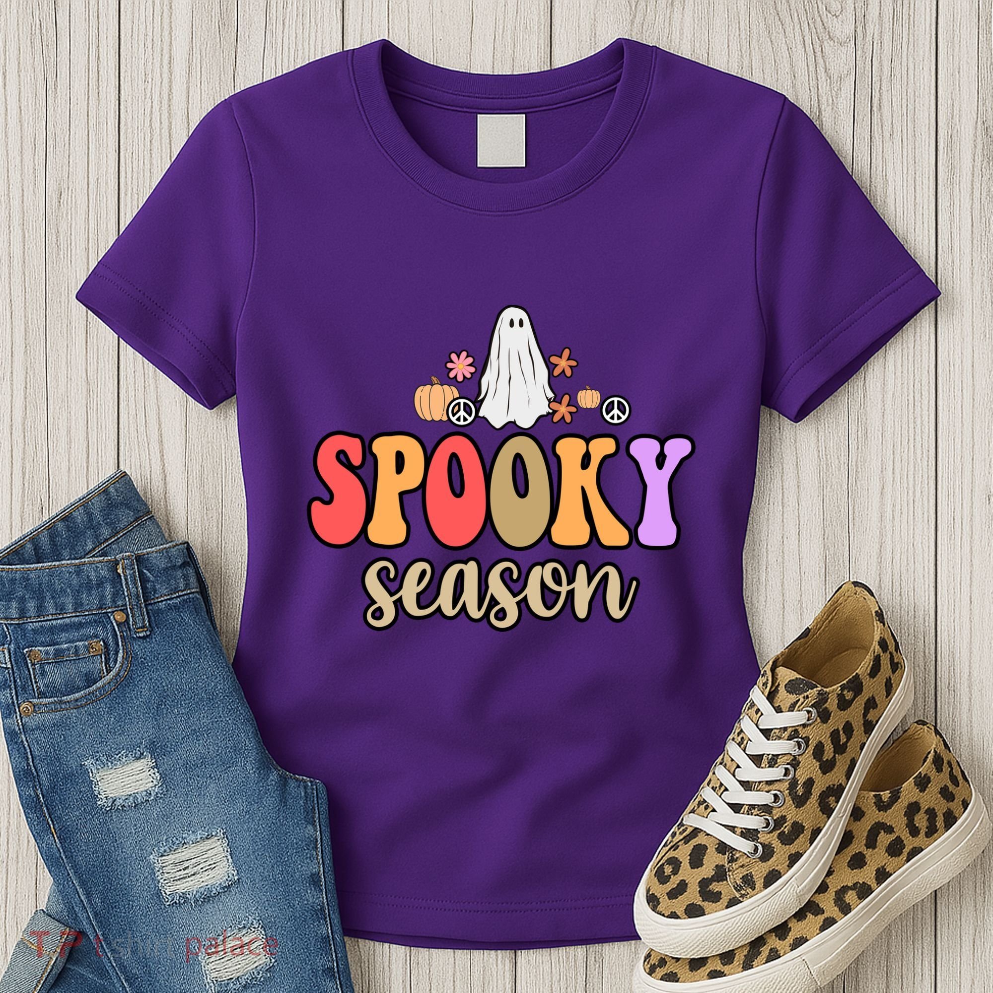 Spooky Season Floral Hippie Ghost Women's T-Shirt