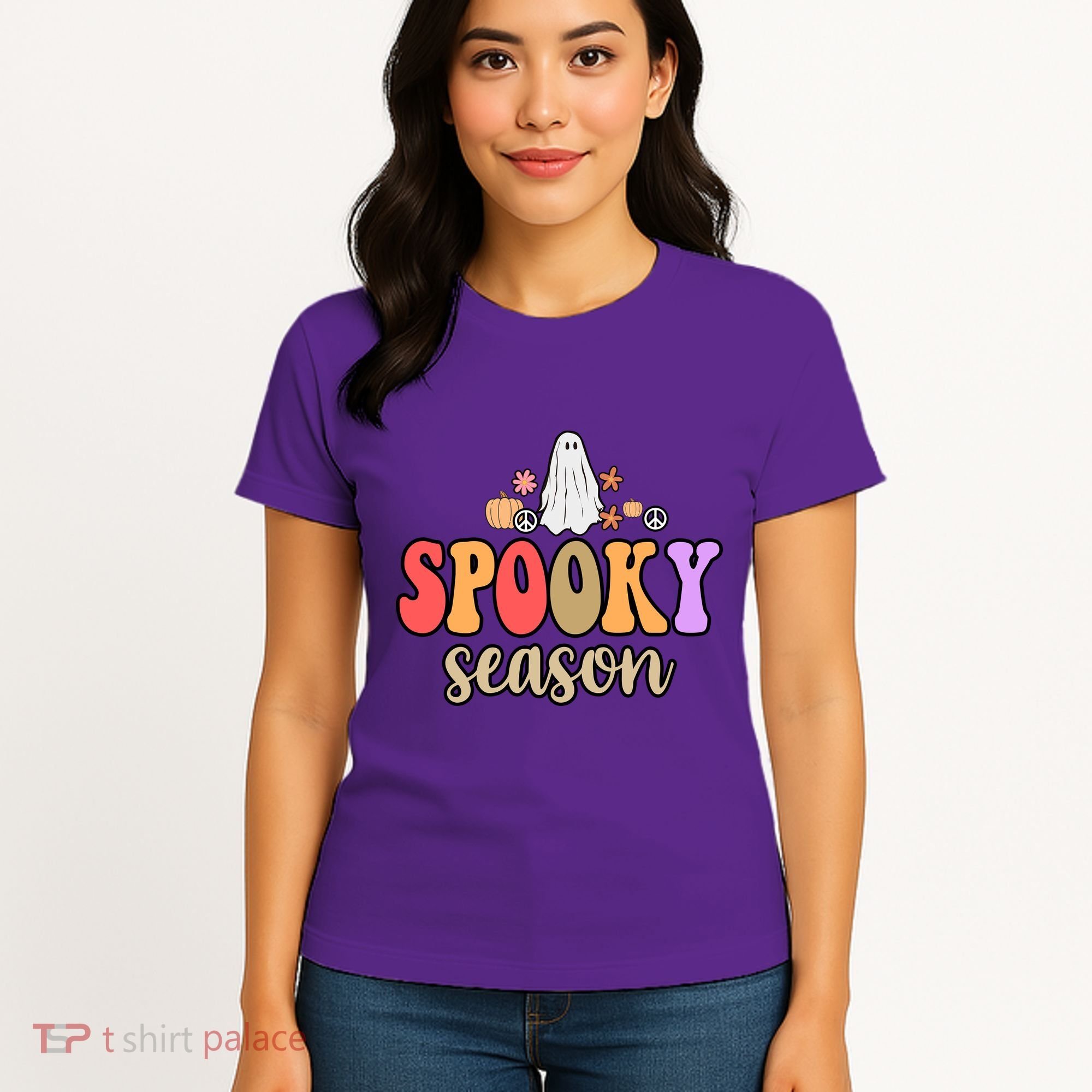 Spooky Season Floral Hippie Ghost Women's T-Shirt