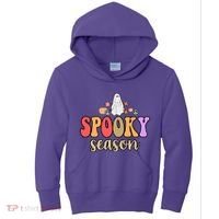 Spooky Season Floral Hippie Ghost Kids Hoodie thumb 0