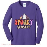 Spooky Season Floral Hippie Ghost Kids Long Sleeve Shirt thumb 0