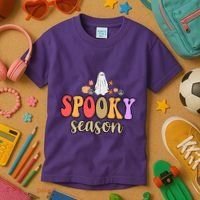 Spooky Season Floral Hippie Ghost Kids T-Shirt thumb 3