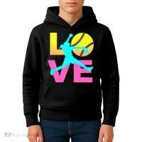 Softball Sport Love Hobby Kids Hoodie thumb 4