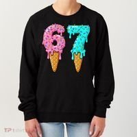 Six Seven Funny 67 Ice Cream Cone Drip Meme Women's Sweatshirt thumb 0