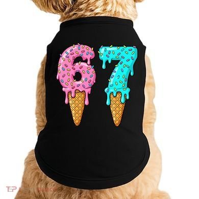Six Seven Funny 67 Ice Cream Cone Drip Meme Doggie Tank
