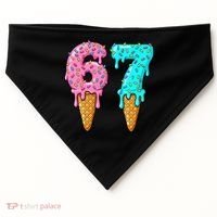 Six Seven Funny 67 Ice Cream Cone Drip Meme USA-Made Doggie Bandana thumb 0