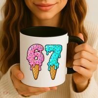 Six Seven Funny 67 Ice Cream Cone Drip Meme Coffee Mug thumb 3