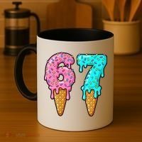 Six Seven Funny 67 Ice Cream Cone Drip Meme Coffee Mug thumb 4