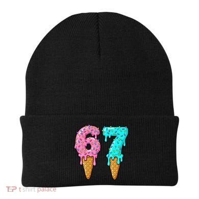 Six Seven Funny 67 Ice Cream Cone Drip Meme Beanie