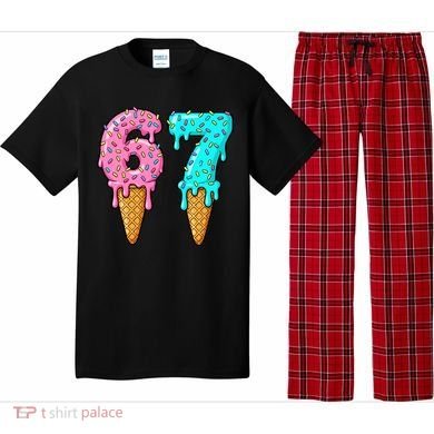 Six Seven Funny 67 Ice Cream Cone Drip Meme Pajama Set