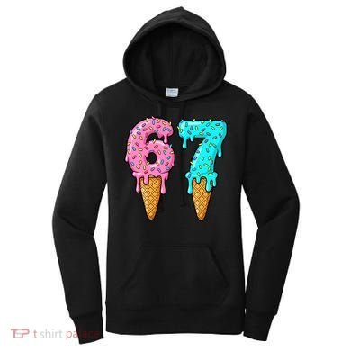 Six Seven Funny 67 Ice Cream Cone Drip Meme Women's Hoodie