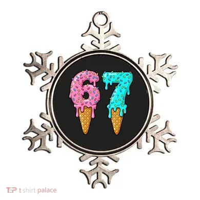 Six Seven Funny 67 Ice Cream Cone Drip Meme Ornament
