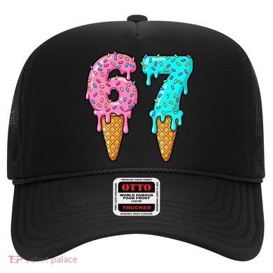 Six Seven Funny 67 Ice Cream Cone Drip Meme Hat