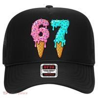 Six Seven Funny 67 Ice Cream Cone Drip Meme Hat thumb 0