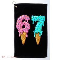 Six Seven Funny 67 Ice Cream Cone Drip Meme Golf Towel thumb 0